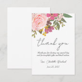 Rosa Blumengarten Frühling Brautparty Dankeskarte (Vorne/Hinten)