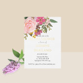 Rosa Blumengarten Frühling Brautparty Folieneinladung