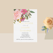 Rosa Blumengarten Frühling Brautparty Folieneinladung