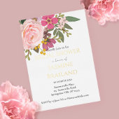 Rosa Blumengarten Frühling Brautparty Folieneinladung