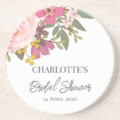 Rosa Blumengarten Frühling Brautparty Getränkeuntersetzer (Vorne)