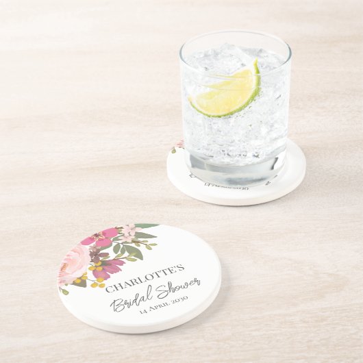 Rosa Blumengarten Frühling Brautparty Getränkeuntersetzer (Seite)