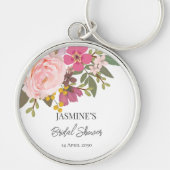 Rosa Blumengarten Frühling Brautparty Schlüsselanhänger (Vorne)