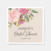 Rosa Blumengarten Frühling Brautparty Serviette (Vorderseite)