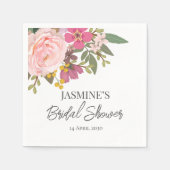 Rosa Blumengarten Frühling Brautparty Serviette (Vorderseite)