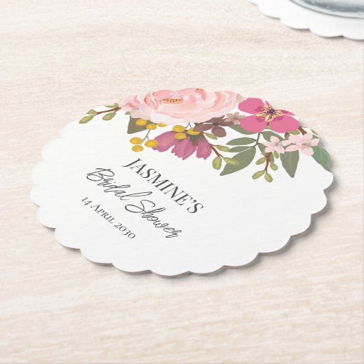 Rosa Blumengarten Frühling Brautparty Untersetzer (angewinkelt)