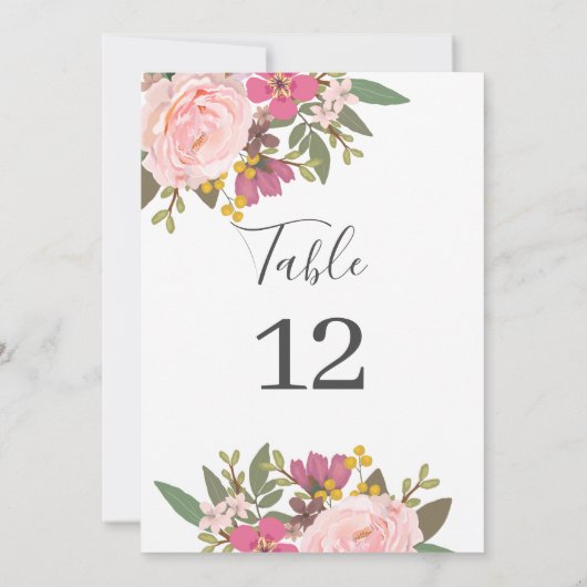 Rosa Blumengarten FrühlingHochzeit-Tischnummer (Rückseite)