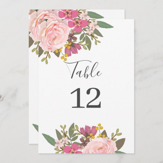 Rosa Blumengarten FrühlingHochzeit-Tischnummer (Vorne/Hinten)