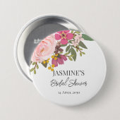 Rosa Blumengarten Frühlings-Brautabschiedsparty Button (Vorne & Hinten)
