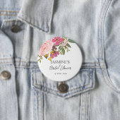 Rosa Blumengarten Frühlings-Brautabschiedsparty Button (Beispiel)