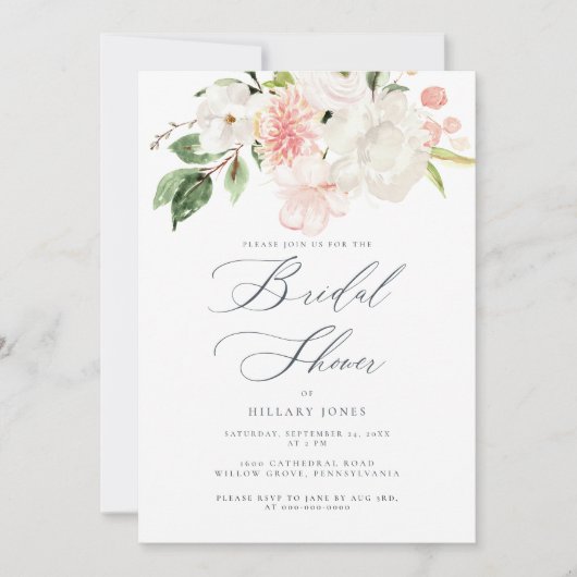 Rosa Blumengarten Frühlingsdusche Einladung (Vorderseite)