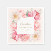 Rosa Blumengarten Geburtstag Serviette (Vorderseite)