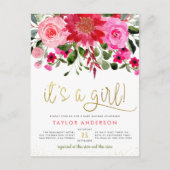 Rosa Blumengarten Grüne Villa dei Girl Babydusche Einladungspostkarte (Vorderseite)