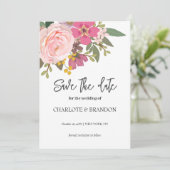 Rosa Blumengarten Hochzeit Save the Date Einladung (Stehend Vorderseite)