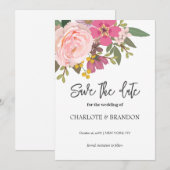 Rosa Blumengarten Hochzeit Save the Date Einladung (Vorne/Hinten)