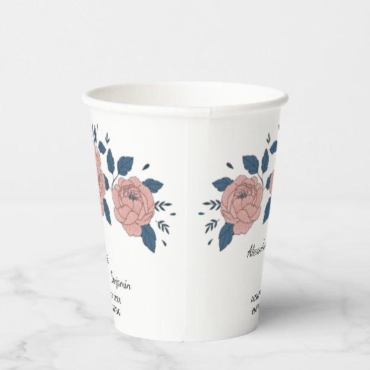 Rosa Blumengarten Hochzeitsfeier Persönlich gestal Pappbecher (Rechts)