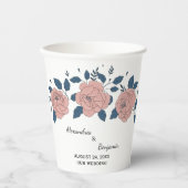 Rosa Blumengarten Hochzeitsfeier Persönlich gestal Pappbecher (Vorderseite)