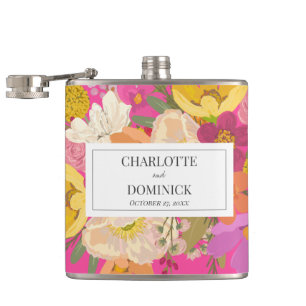 Rosa Blumengarten Hochzeitspaare Namen Flachmann