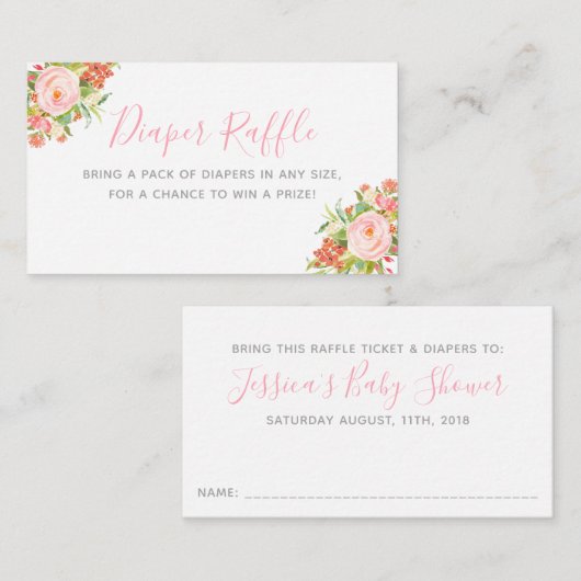 Rosa Blumengarten Mädchen Kinderdusche Windeln Win Begleitkarte (Vorne/Hinten)