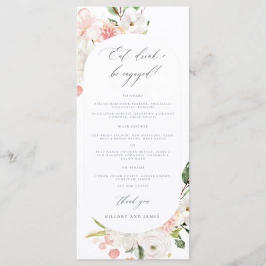 Rosa Blumengarten-Menü-Party Menükarte (Vorderseite)