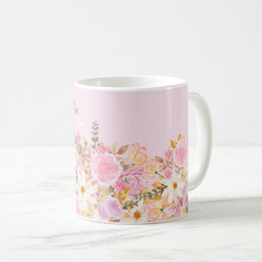 Rosa Blumengarten mit einem gedanklichen Buddha-Zi Kaffeetasse (VorderseiteRechts)
