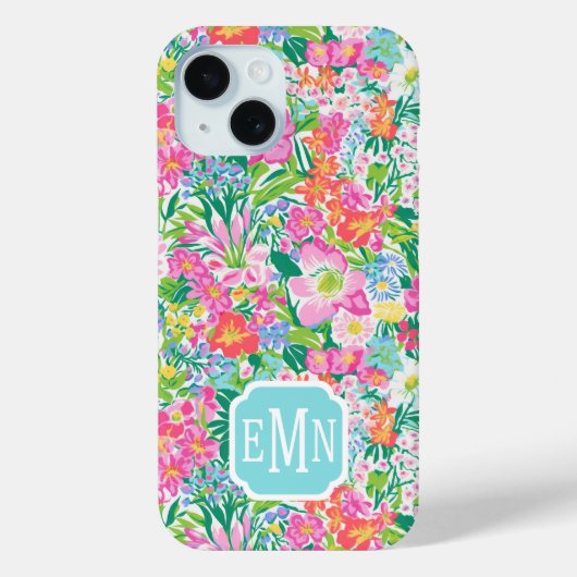 Rosa Blumengarten-Monogramm Case-Mate iPhone Hülle (Rückseite)