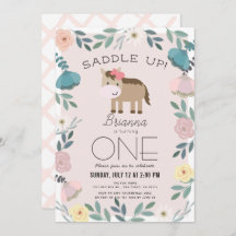 Rosa Blumengarten Pferdeschlitten 1. Geburtstag