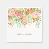 Rosa Blumengarten Serviette (Vorderseite)