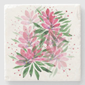 Rosa Blumengarten Steinuntersetzer (Vorderseite)