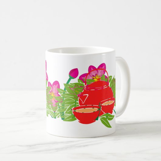 Rosa Blumengarten Teapot - Charme der Blumen Kaffeetasse (VorderseiteRechts)