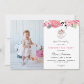 Rosa Blumengarten Tee Party Geburtstag Einladung (Vorderseite)