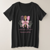 Rosa Blumengebäck Backküche Große Größe T-Shirt (Design vorne)