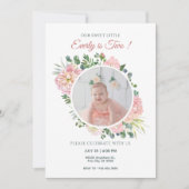 Rosa Blumengebäck Foto Einladung (Vorderseite)