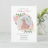 Rosa Blumengebäck Foto Einladung (Stehend Vorderseite)