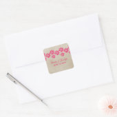 Rosa Blumengebäck Hochzeitskleber Quadratischer Aufkleber (Umschlag)