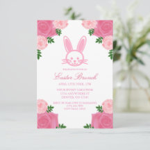 Rosa Blumengebälk Osterfeier Einladung
