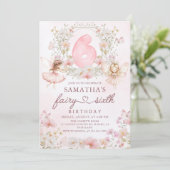 Rosa Blumengeister-Garten 6. Geburtstagseinladung Einladung (Stehend Vorderseite)
