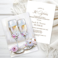 Rosa Blumengekrönte Champagnergläser 30. Hochzeits