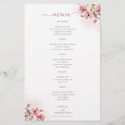 Rosa Blumengerichte Flyer (Vorne)