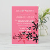 Rosa blumengeschmückte Abschluss (Einberufung) Einladung (Stehend Vorderseite)