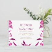 Rosa blumengeschmückte Chinoiserie Hochzeitsempfan Begleitkarte (Stehend Vorderseite)