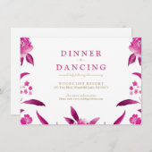 Rosa blumengeschmückte Chinoiserie Hochzeitsempfan Begleitkarte (Vorne/Hinten)