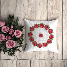 Rosa, blumengeschmückte Kissen