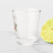 Rosa Blumengeschoss Grüne Blätter Glitzer Geburtst Schnapsglas (Rechts)