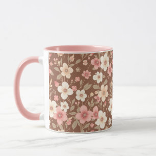 Rosa Blumengestaltete Kaffeetasse