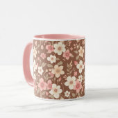 Rosa Blumengestaltete Kaffeetasse (Vorderseite Links)