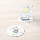 Rosa Blumengestein Silber Brautparty Tee Party Runder Pappuntersetzer (Vor Ort)