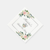 Rosa Blumengestein Silber Brautparty Tee Party Serviette (Ecke)