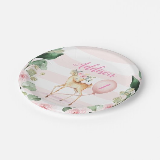 Rosa Blumengestelle Pappteller (Schrägansicht)