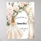Rosa Blumengestelle Rose Bogen Sweet 16 willkommen Poster (Vorne)